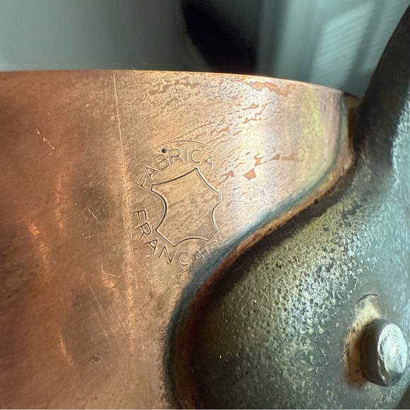 Rare Early Antique 1900s Copper Pot Cast Iron Handle Copper Rivets Tin Lined HTF - Picture 10 of 10